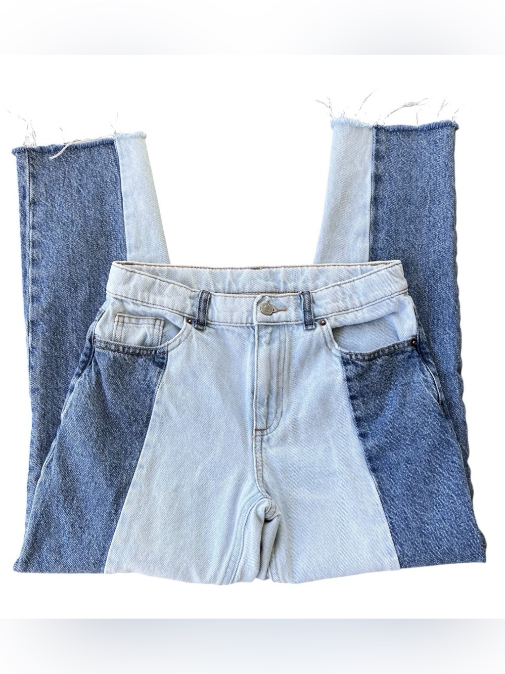 PacSun Two-Tone High Rise Jeans — Light Blue & Dark Blue